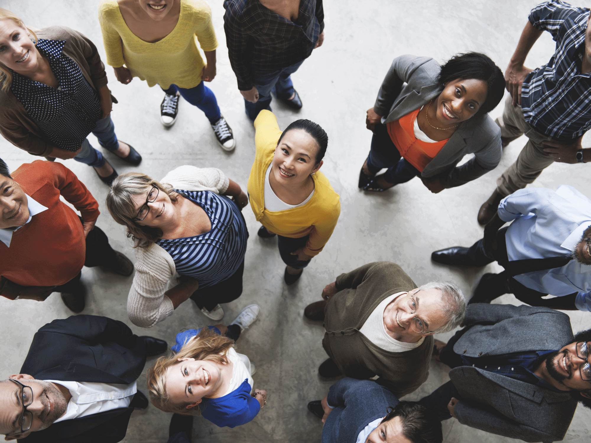 Group of people looking up 