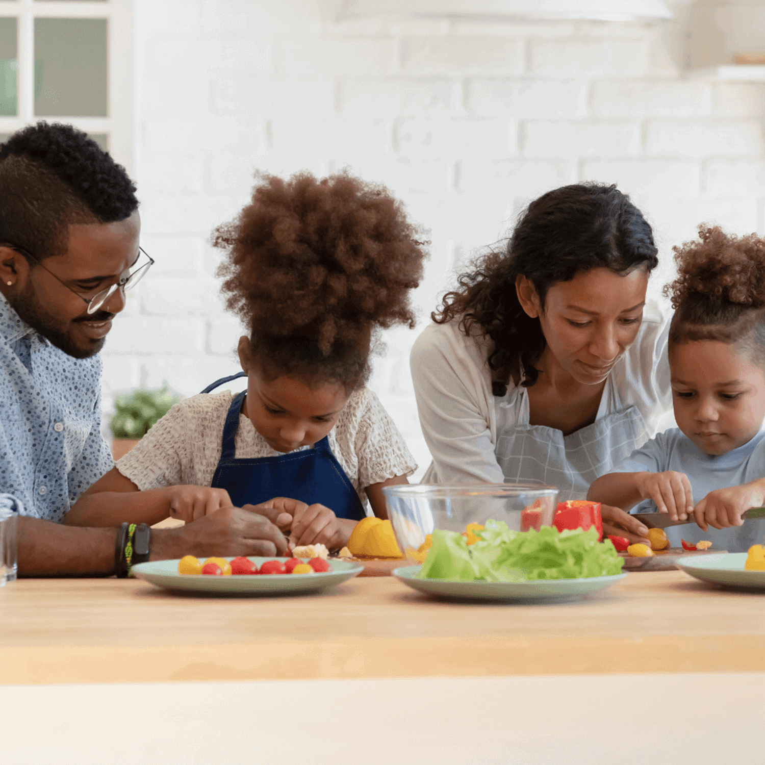 Family cooking together